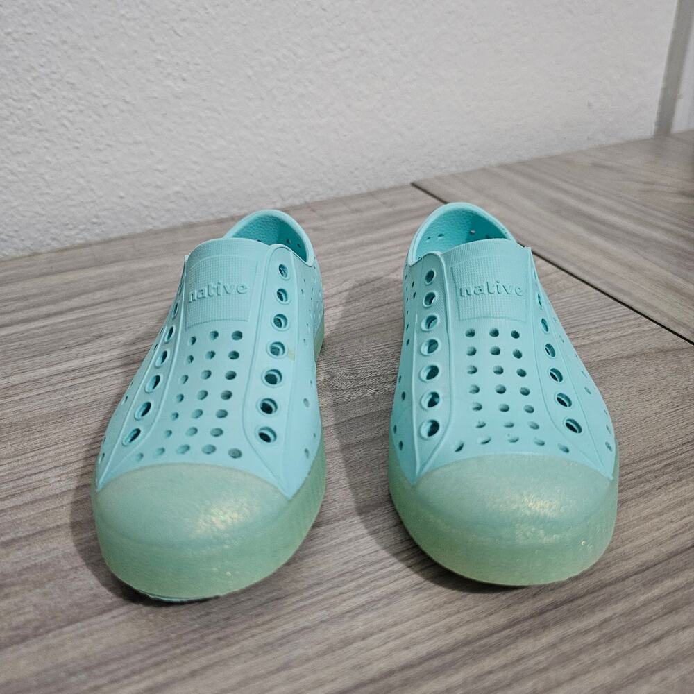 Native Shoes Jefferson Classic Slip On Turquoise Sherbert Blue Bling Kids C10